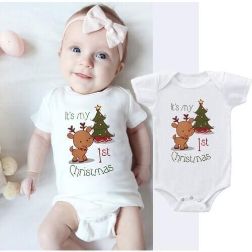 My First Christmas Baby Romper Cotton Newborn Bodysuit Baby Girl Boy Clothing Outfit Cute Its My 1st Christmas Infant Clothes