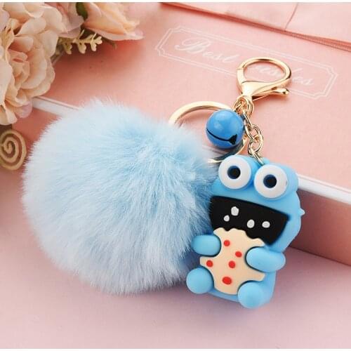 Cartoon Frog Doll Pendant Animal Pompom Fur Keychain Cute Fluffy Key Chain Charms Cars Keyrings Bag Pendant Trinkets Gift