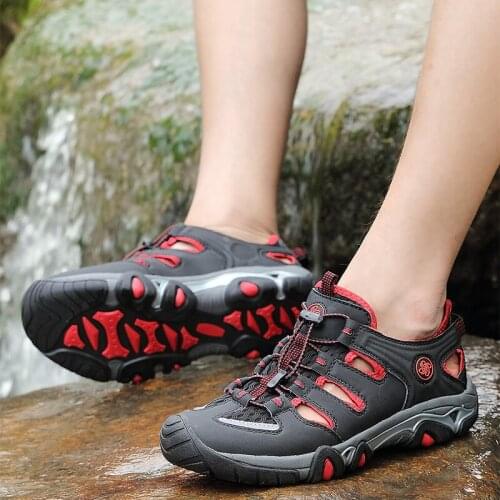 Men Mesh Aqua Shoes Outdoor Professional Non-slip Durable Trekking Upstream Shoes Male Cool Hiking Wading Water Sports Sneakers