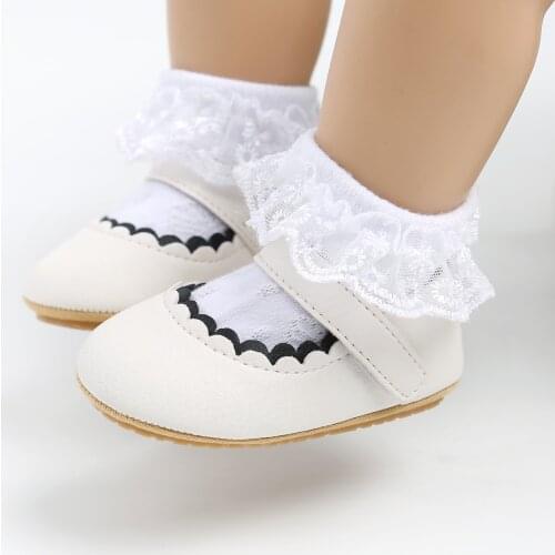 Soft Leather Lace Baby Girls Princess Shoes Newborn Rubber Sole First Walkers Antislip Prewalker Toddlers Moccasins Shoes