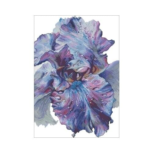 Purple Dew Iris Needlework,For Embroidery,DIY 14CT Unprinted Arts Cross stitch kits Set Cross-Stitching Home Decor