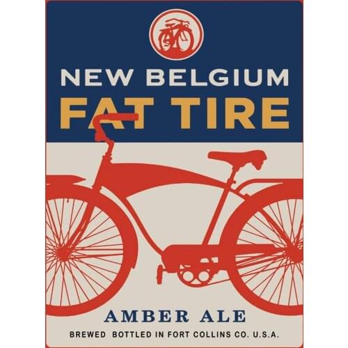 ZMKDLL Novel New Belgium Fat Tire Vintage Replica Tin Sign Outdoor Indoor Wall Panel Retro Vintage Mural Size 20x30 cm 8X12 in