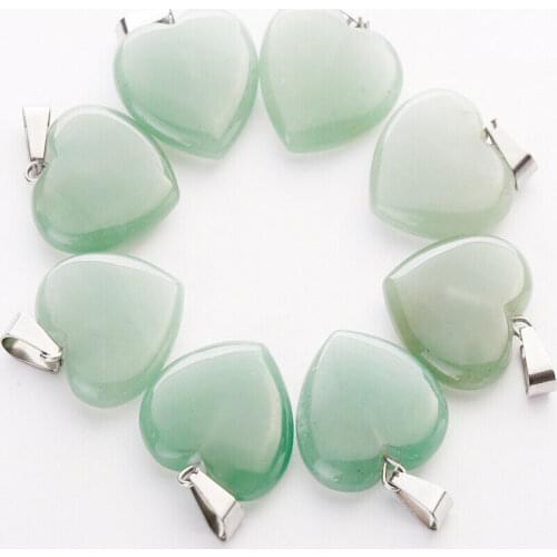 1pcs Aventurine Natural Stone Crystal Heart Necklace Pendant for Jewelry Making