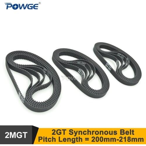 POWGE 10pcs 200 202 204 208 214 GT2 Timing Belt W=6/9mm T=100/101/102/104/207 2GT Closed-Loop Synchronous Belt 200-2GT