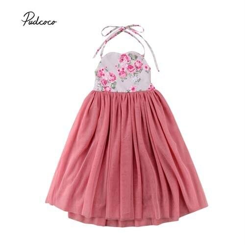 Pudcoco 2018 Toddler Kid Baby Girls Dress Princess Adorable Lace Floral Straps Party Prom Eleglant Gown Long Dress Sundress 1-7Y
