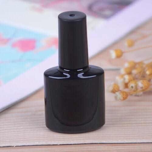 10ml Empty Nail Polish Bottle Cosmetic Containers Nail Glass Bottles With Brush Black Transparent Glass With A Lid Brush