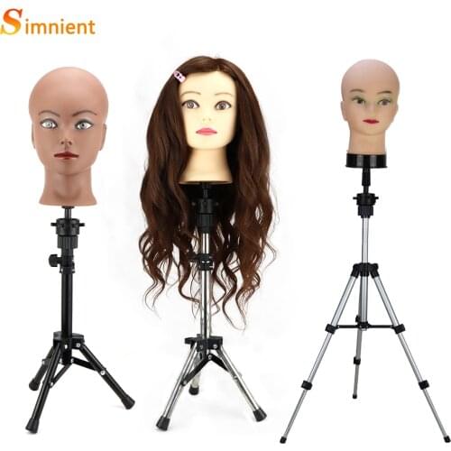 Adjustable Mannequin Tripod Holder Wig Stand For Wig Display Making Rotating Aluminum Travel Foldable Hairdressers Salon Styling