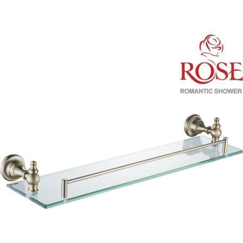 ROSE Shelf glass 1-tier, brass accessories holder in bathroom, base glass mount brass, holder near the sink in the bathroom,stand RG1119Q