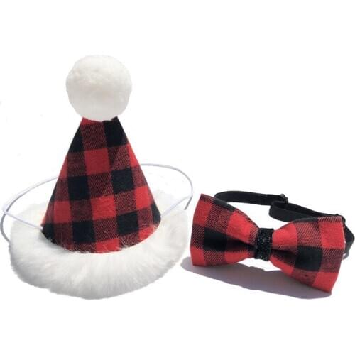 Christmas Party Pet Dogs Caps With Bowknot Cat Dog Birthday Costume Sequin Design Headwear Cap Hat Pets Accessories