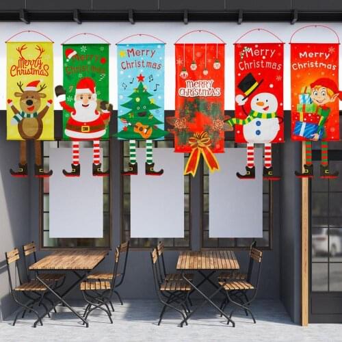 Christmas Decorative Banner Non-Woven Hanging Cloth Curtain Store Hotel Door Curtain Decoration Non-woven Hanging Cloth Flag