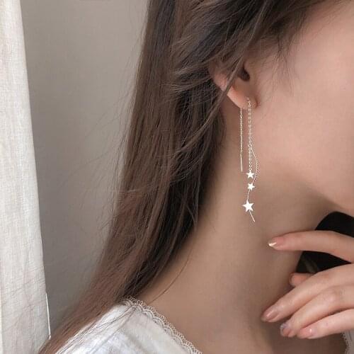 Drop Earrings Star Curved Tassel Wave Line For Women Simple Design Fashion Korean Punk Vintage Girlfriend Gifts Jewelry BOYULIGE