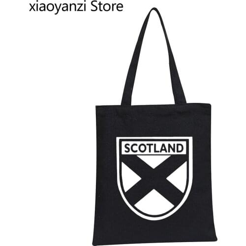 Scottish Scotland Flag Add Your Text Printed Shoulder Bags Casual Eco Reusable Shopping Bags Shopper Bag Wholesale SL-33-42