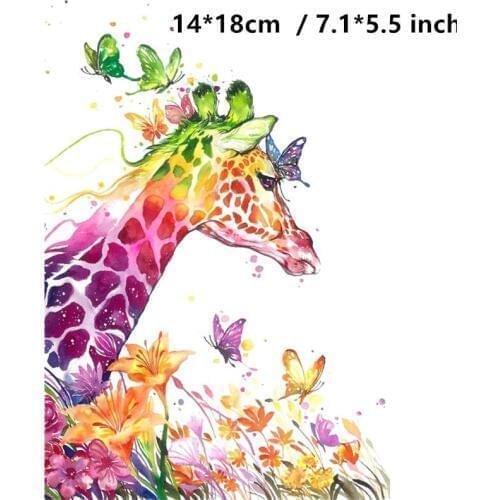 Cute Giraffe Butterfly Iron on Heat Transfer Printing Patches Sticker Washable For T-shirts Clothing DIY Stickers Appliques 2019