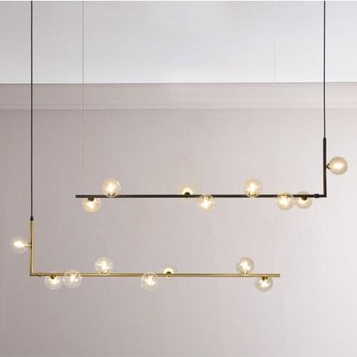 Modern Glass Ball Chandelier Lighting for Dinning Room Nordic Long Table Hanging Lamp Retro Loft Pendant Lamp For Bar,Shop