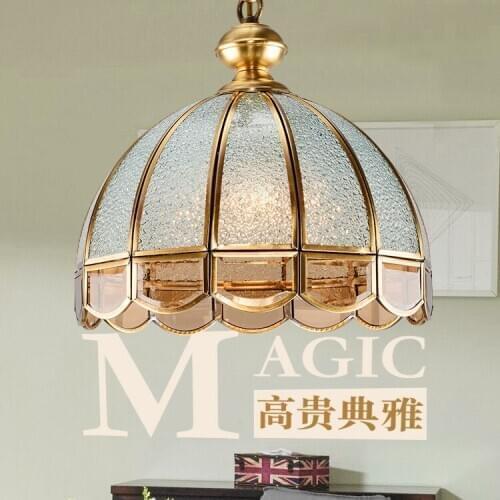 Dining room chandelier European style all copper retro copper lamp bedroom study lamp mahjong lamp