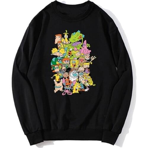 Men 90S Cartoons Hoodie Menspongebob Arnold Men Fleece Sweatshirt Unisex Hoodie Spring Autumn Sweater Streetwear