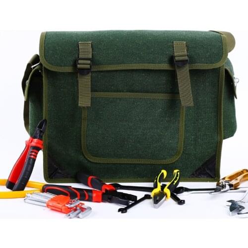 Thickened Enlarged Simple Canvas Hardware Kit Bag Multiple Pockets Sturdy Wear Resistant Maintenance Tool Bag Electricians Bag
