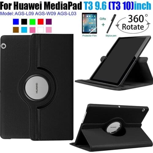 360 Rotating Case Cover For Huawei MediaPad T3 10 Tablet Stand Slim Cases T3 9.6 inch Honor Play Pad 2 Cover AGS-L09 AGS-L03 W09