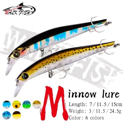 WALK FISH 1PCS Minnow Fishing Lure 3g-11.5g-24.5g Hard Bait Artificial Wobblers Plastic Bass Trout Fishing Tackle Pesca