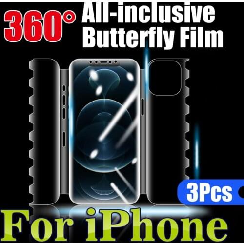 3 In 1 Front Back 11Pro Screen Protector For IPhone XS XR Soft Butterfly Hydrogel Film 12 Pro Max Full Coverage All-Inclusive