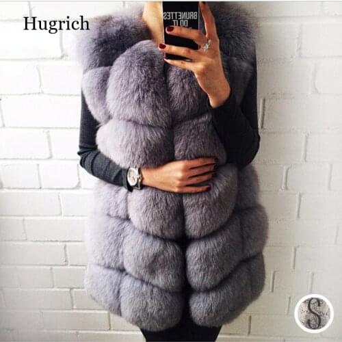 70cm Long Faux Fox Fur Vest For Women Genuine Leather Coats Winter Female Fox Fur Jacket Luxury Outerwear Customize
