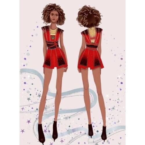 Girls Womens Ice Figure Skating Dress Red Performance Wear Kids Ballet Dance Competition Rhythmic Leotards Child