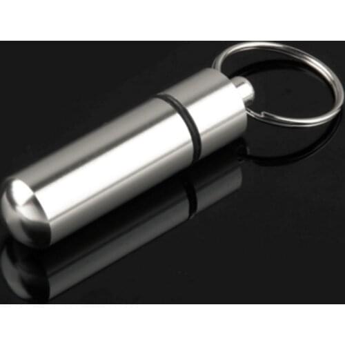 1pcs 4.8*1.4cm Waterproof Pill Box Key Chain Aluminum Case Bottle Pills Holder Container Organizer Drop Shipping