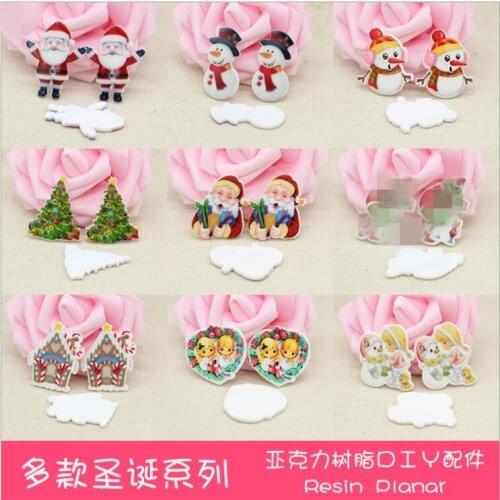 10pcs/lot planar resin Christmas tree santa snowman accessaries resin cabochons accessaries resin cartoon