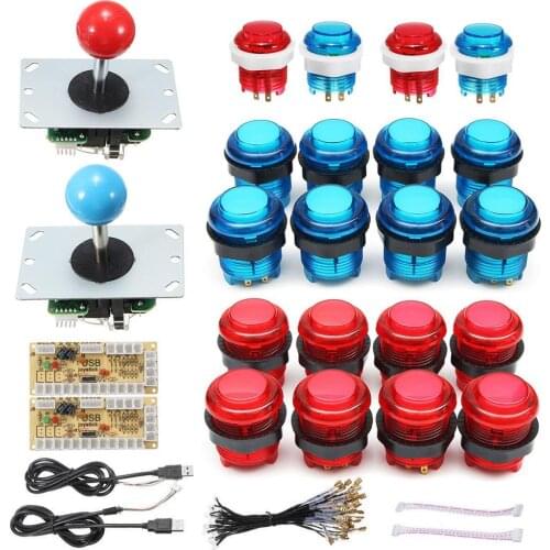 2 Player Arcade Joystick DIY Kit USB Encoder Arcade Kit To PC Joystick LED Arcade Buttons For PC MAME Raspberry Pi Windows