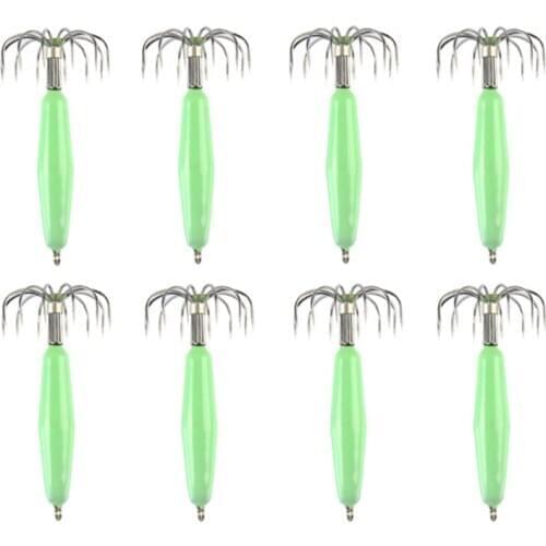 2PCS Stainless Steel Luminous Squid Hooks Fishing Tackle Lures Squid Jigs Hook 12 Pin Umbrella Type Octopus Fish Hook Pesca