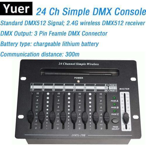 24CH Simple DMX Controller Mini 512 Stage Light Console Convenient DMX512 Console Easy To Carry For LED Par Moving Head Lights