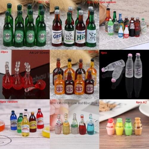 5/6/8/10 Pcs Mini Water Bottles Dollhouse Miniatures Doll Food Kitchen Living Room Accessories Kids Pretend Play Toys