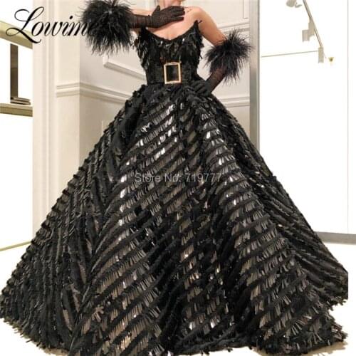 Abendkleider Black Evening Dress Strapless Prom Dresses 2019 Couture Sequined Dubai Kaftans Arabic Prom Gowns Formal Dress