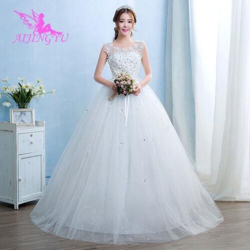 AIJINGYU 2021 floor length new hot selling cheap ball gown lace up back formal bride dresses wedding dress WK574