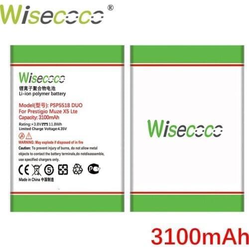 WISECOCO 3100mAh PSP5518 DUO Battery For Prestigio Muze X5 Lte Phone Latest Production High Quality Battery+Tracking Code