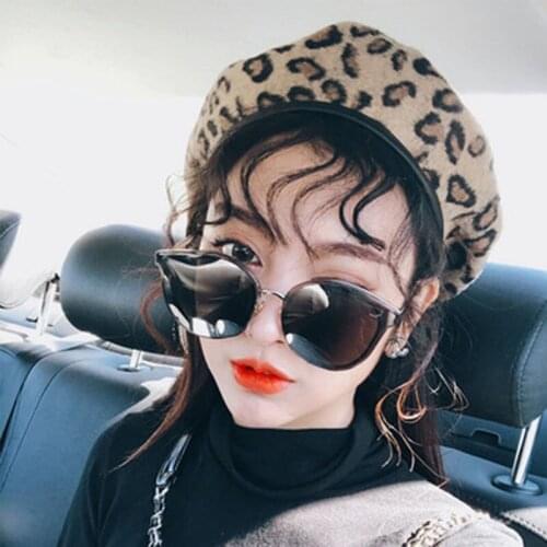 Leopard Print Beret Female Autumn Winter Art Simple Bud Cap Korean Retro Painter Cap Korea Edition Casual Fashion Hat
