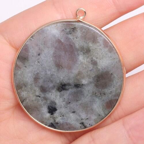 40-45mm flat round stone pendant DIY beads connectors