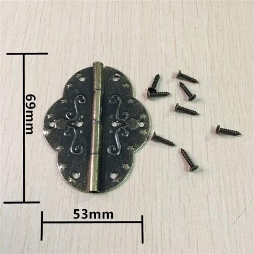 Bronze Cabinet Door Hinge,Door Pattern Carved Star Hinges DIY Box,8 Holes Bag Accessory With Screws,69*53mm,40Pcs