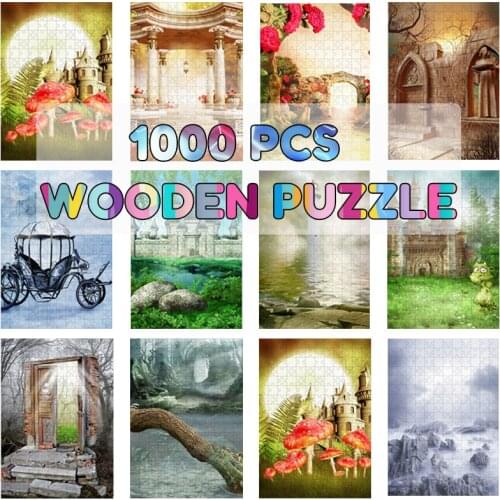 Wooden Puzzles Oil Painting Jigsaw Puzzles Assembling Children Educational Games Adults Toys Indoor Relaxing Game Gifts