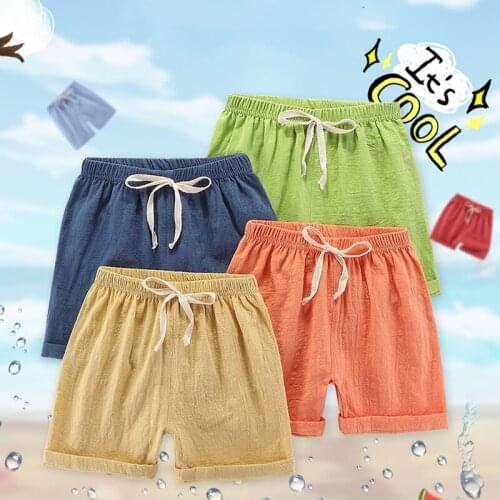 ChildrenS Shorts Boys Casual Pants 2021 Summer Toddler Small And Medium-Sized Children Thin Cotton And Linen Beach Pants