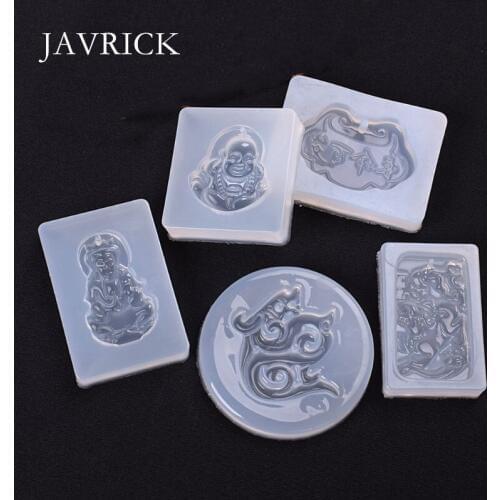 5Pcs Buddhism Jade Pendant Silicone Mold Kit Epoxy Resin Craft Tool DIY Pendant Accessories Jewelry Making Tool