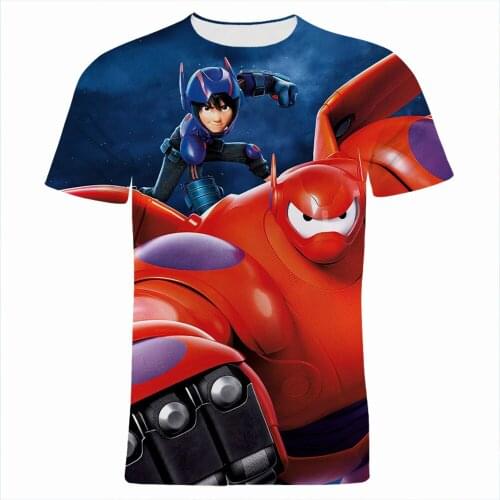 Big Hero 6 T-shirts Man Summer Fashion Cartoon Anime T Shirt For Boy Girl Kids Streetwear Disney 3D Print Womens Clothing