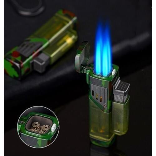 JOBON Gas Cigar Pipe Lighter 4 Torch Jet Lighter Butane Metal Powerful Windproof Cigarette Lighter Inflate Gadget For Men Gift