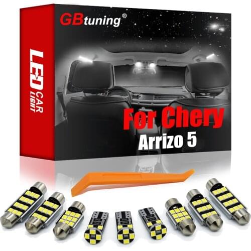 GBtuning Canbus Error Free LED 10PCS For Chery Arrizo 5 2016+ Vehicle Interior Dome Map Bulb Trunk Indoor Accessories Light Kit