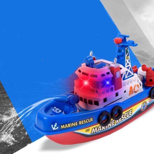 Pool Bath Toys For Kids Music Light Electric Marine Rescue Fire Fighting Boat Classic Children Water Toys Summer