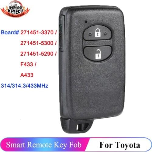 KEYECU F433 A433 271451-3370 / 5300 / 5290 Smart Card Remote Key Fob 2 Button for Toyota IQ Vitz Ractis Aqua Corolla Prius