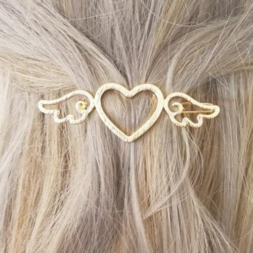 Korean Version Of The New Fashion Popular Japanese Alloy Wind Hollow Love Wings Hairpin Word Side Clip Explosion Section