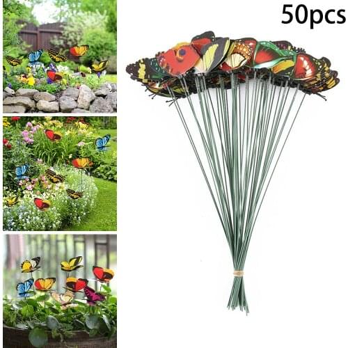 Bunch Of Butterflies Garden Yard Planter Colorful Butterfly Stakes Outdoor Decor Yard Art Flower Pot Decoration 50Pcs