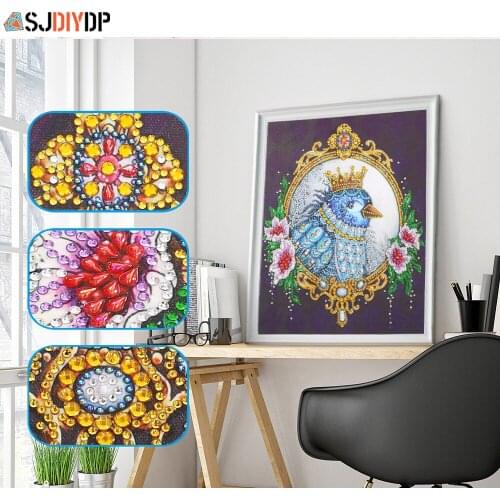 SJDIYDP 5D DIY Diamond Painting Bird Kit Special Shaped Rhinestones Diamond Embroidery Animal Cross Stitch Mosaic Crafts 30X40cm