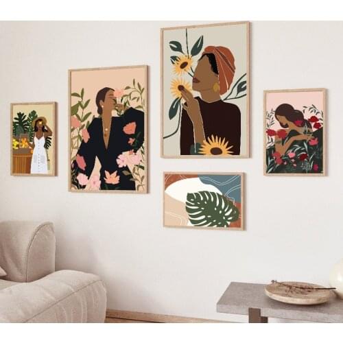 Rose Lemon Flowers Fashion Girl Wall Art Canvas Painting Nordic Posters And Prints Abstract Wall Pictures For Living Room Decor